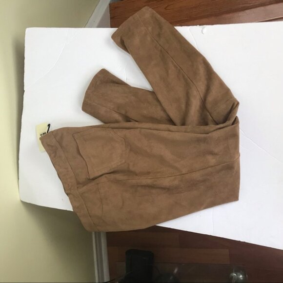 Max Studio NEW Faux Suede High Waist Pant Stretch Minimalist Neutral Leggings XS - Picture 15 of 15